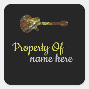 Acoustic Guitar Logo Personalised  Square Sticker
