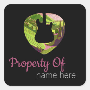 Acoustic Guitar Logo Personalised Square Sticker