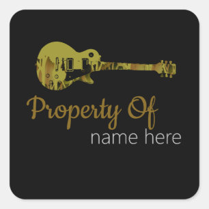 Acoustic Guitar Logo Personalised Square Sticker
