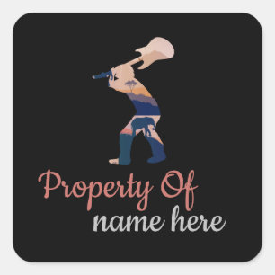 Acoustic Guitar Logo Personalised Square Sticker
