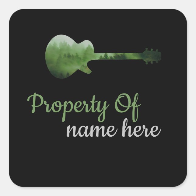 Acoustic Guitar Logo Personalised  Square Sticker (Front)