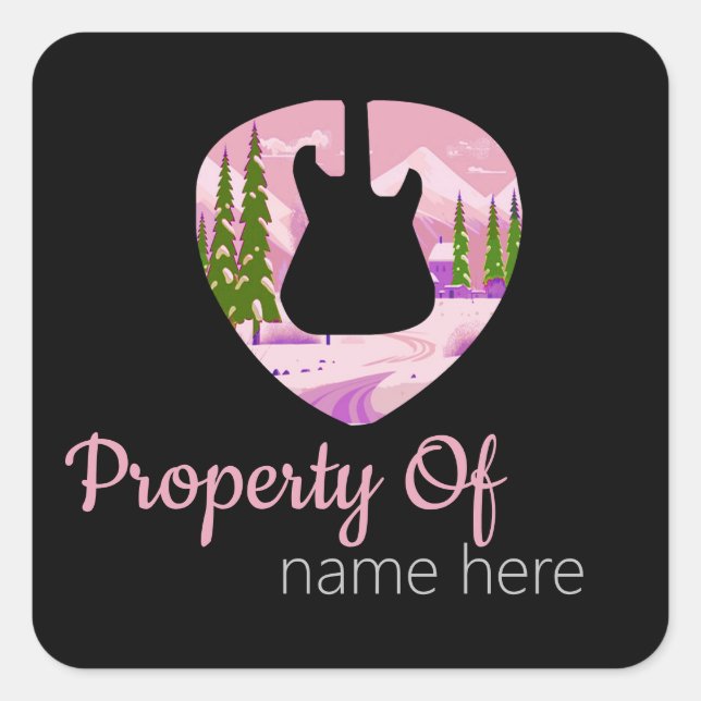 Acoustic Guitar Logo Personalised Square Sticker (Front)