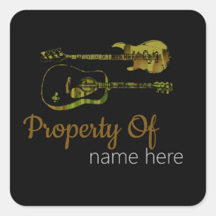 Acoustic Guitar Logo Personalised Square Sticker