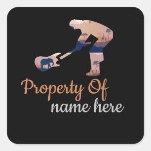 Acoustic Guitar Logo Personalised Square Sticker