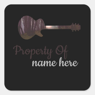 Acoustic Guitar Logo Personalised  Square Sticker