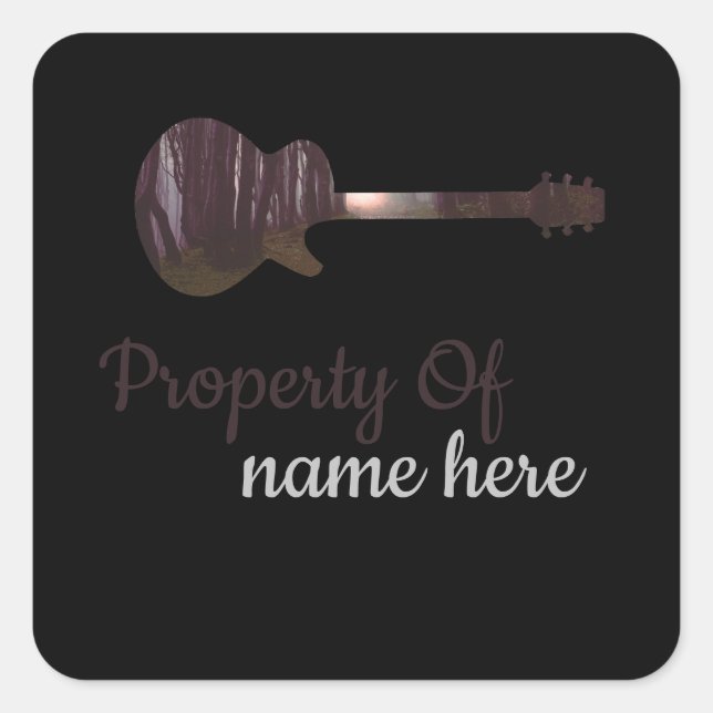 Acoustic Guitar Logo Personalised  Square Sticker (Front)