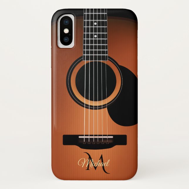 Acoustic Guitar Monogram iPhone X Case (Back)