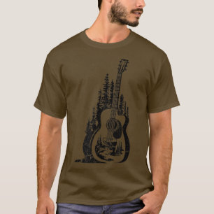 Acoustic Guitar Mountain Rive Guitar Player Nature T-Shirt