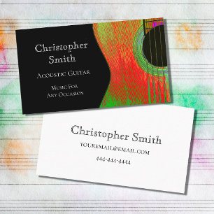 Acoustic Guitar Music Black Business Card
