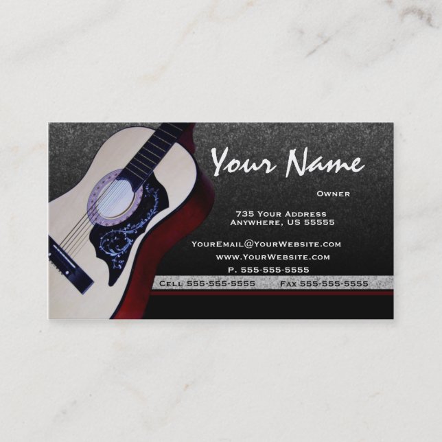 Acoustic Guitar Music Business Cards (Front)