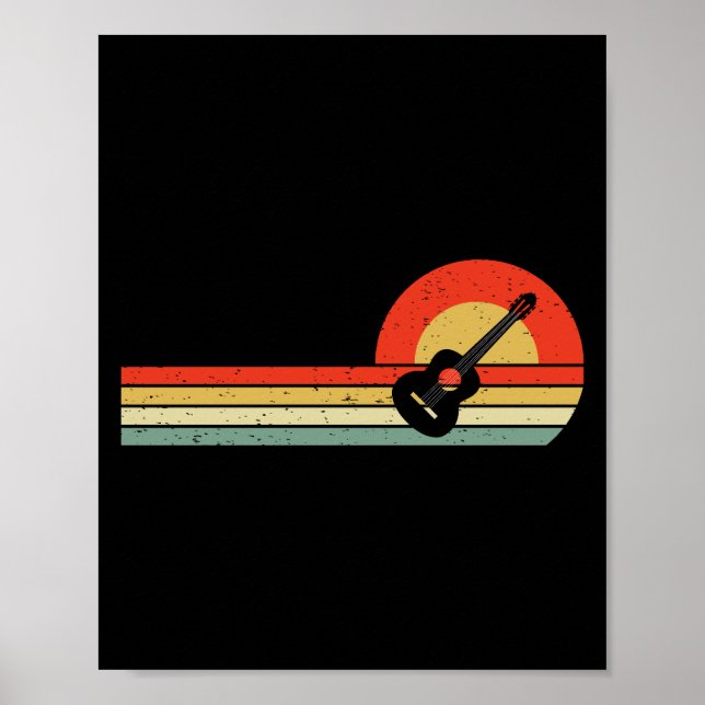 Acoustic Guitar Music Musician Bassist Retro Poster (Front)