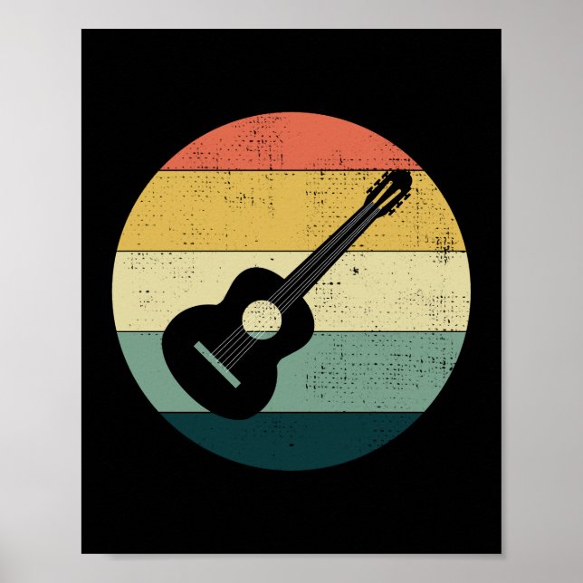 Acoustic Guitar Music Musician Bassist Retro Poster (Front)