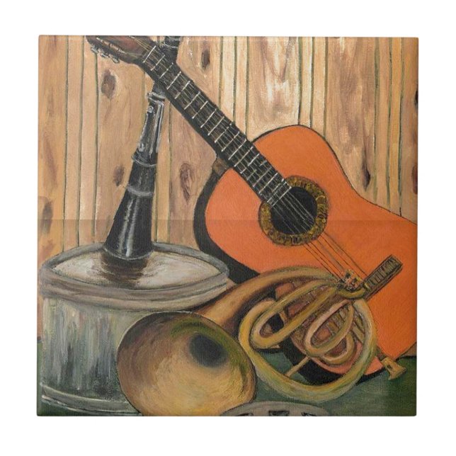 Acoustic Guitar Music-themed Art Painting Tile (Front)