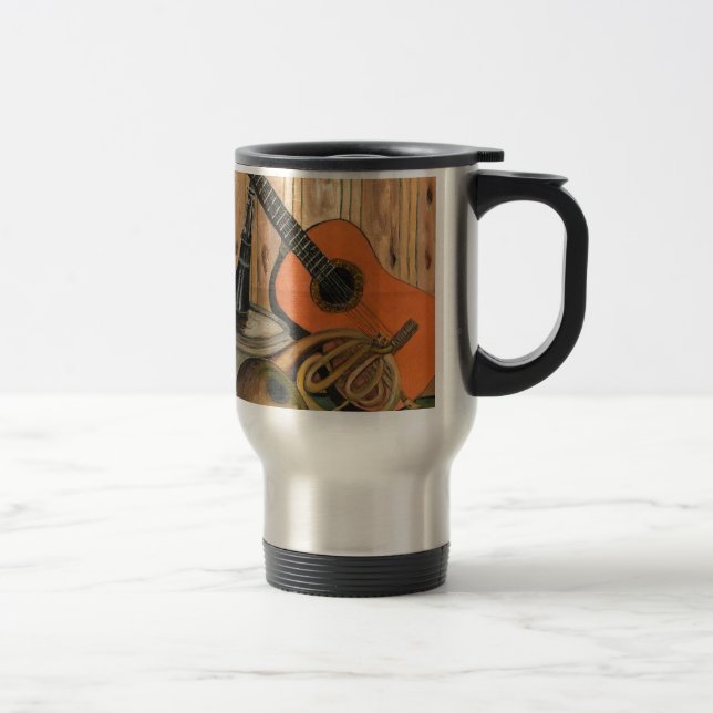 Acoustic Guitar Music-themed Art Painting Travel Mug (Right)