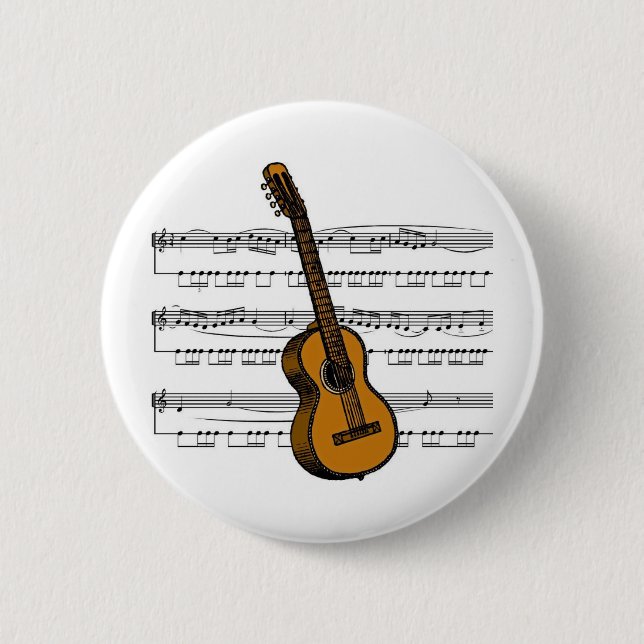 Acoustic Guitar musical 07 B 6 Cm Round Badge (Front)
