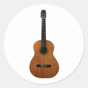Acoustic Guitar Musical Instrument Classic Round Sticker