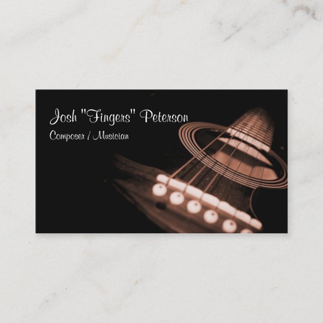 Acoustic Guitar Musician Brown Business Card (Front)