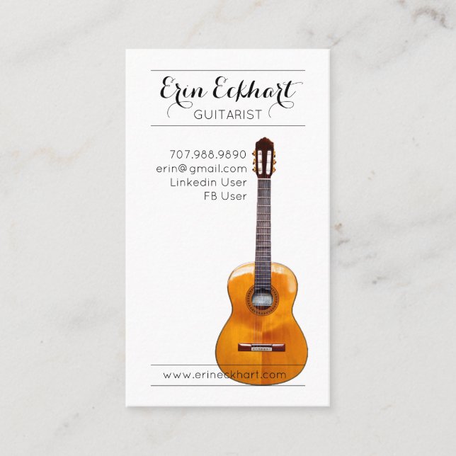 Acoustic Guitar Musician Business Card (Front)
