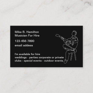 Acoustic Guitar Musician For Hire Business Card