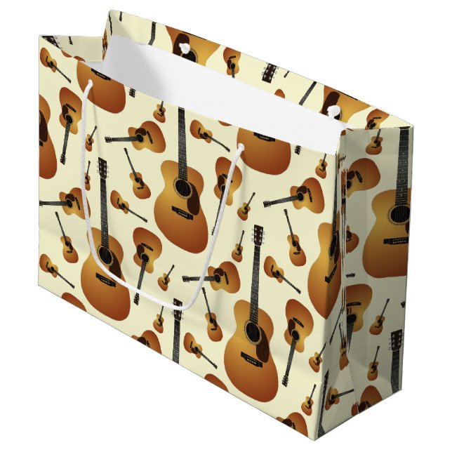 Acoustic Guitar Musician Music Teacher Large Gift Bag (Front Angled)
