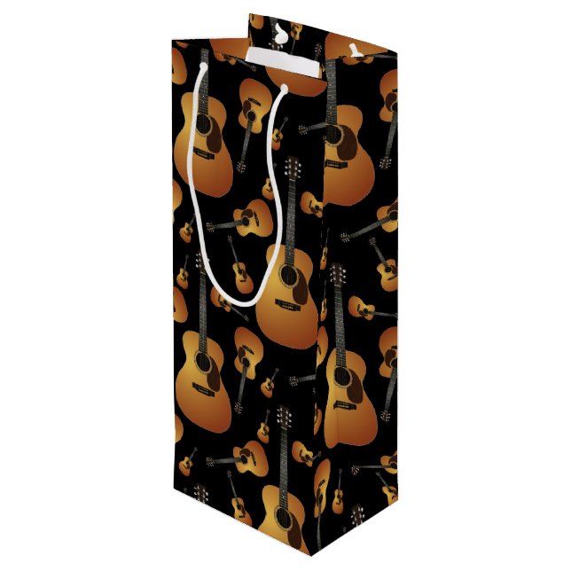 Acoustic Guitar Musician Music Teacher Wine Gift Bag (Back Angled)