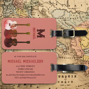 Acoustic Guitar Musician Personalised Luggage Tag