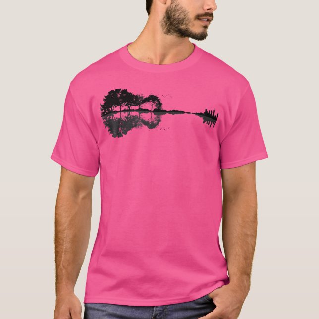 Acoustic Guitar Nature Forest Music Bass Guitarist T-Shirt (Front)