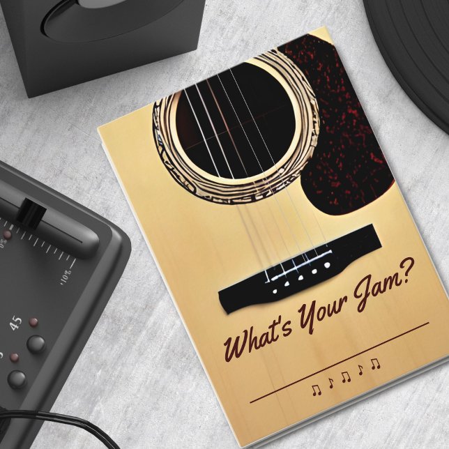 Acoustic Guitar Party Music Wedding Song Request Enclosure Card (tan acoustic guitar party / wedding song request card)