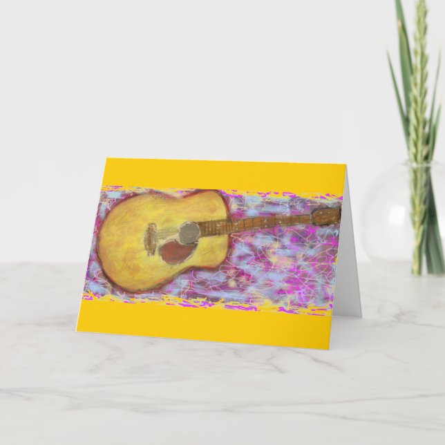 Acoustic Guitar peace on earth Holiday Card (Front)