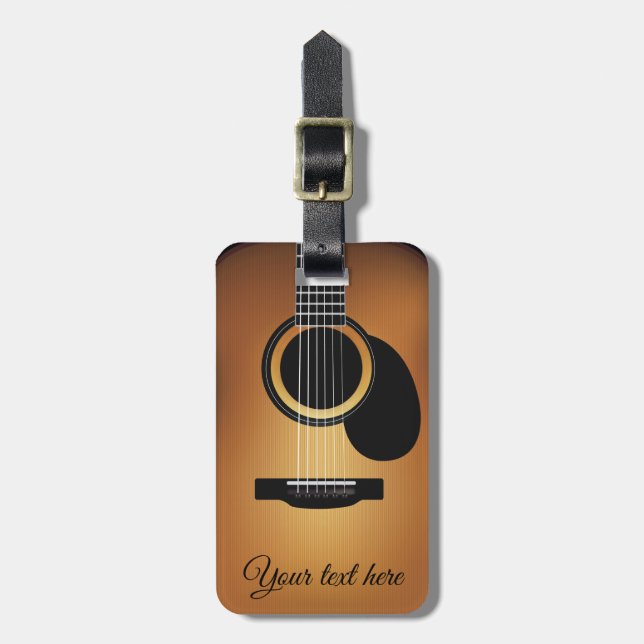Acoustic Guitar Personalised Luggage Tag (Front Vertical)