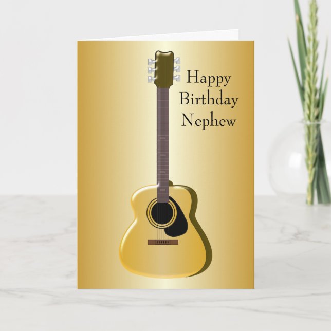 Acoustic Guitar Personalised Nephew Birthday Card (Front)