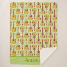 Acoustic Guitar Personalised Sherpa Blanket