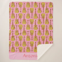Acoustic Guitar Personalised Sherpa Blanket
