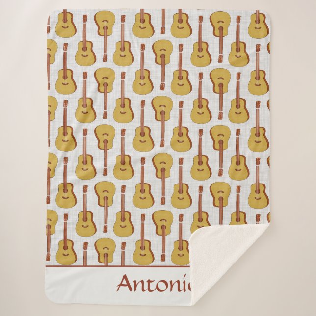 Acoustic Guitar Personalised Sherpa Blanket (Front)