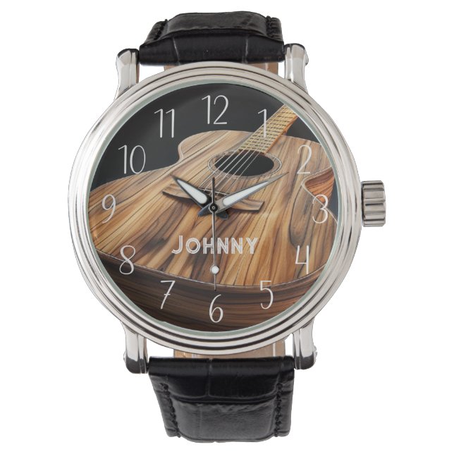 Acoustic Guitar Personalised Watch (Front)