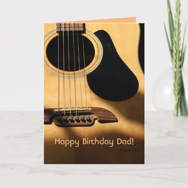 Acoustic Guitar Photograph, Happy Birthday Dad! Card (Front)