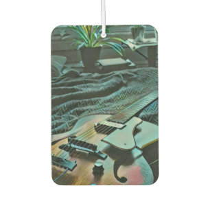Acoustic guitar player car air freshener