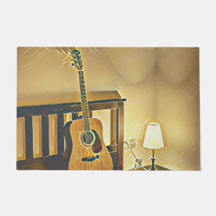 Acoustic guitar player gift doormat
