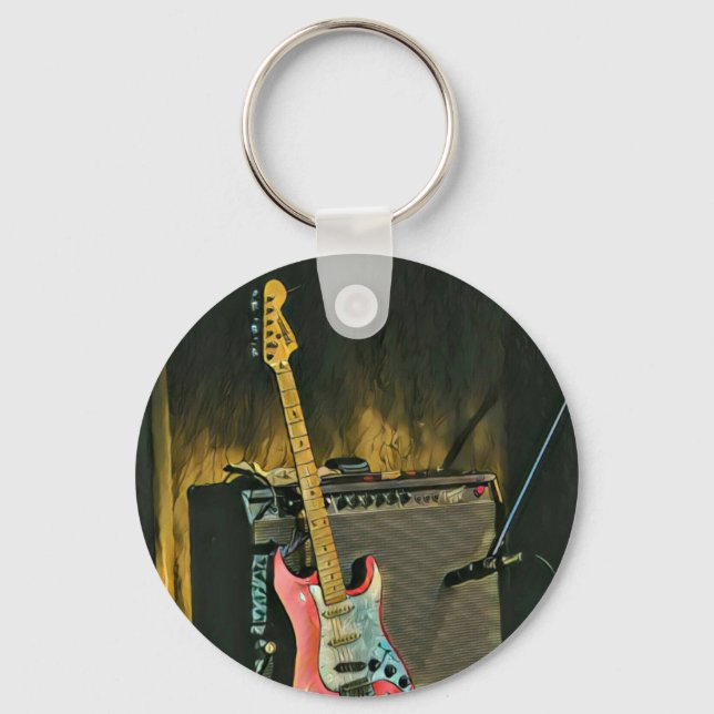 Acoustic guitar player gift key ring (Front)