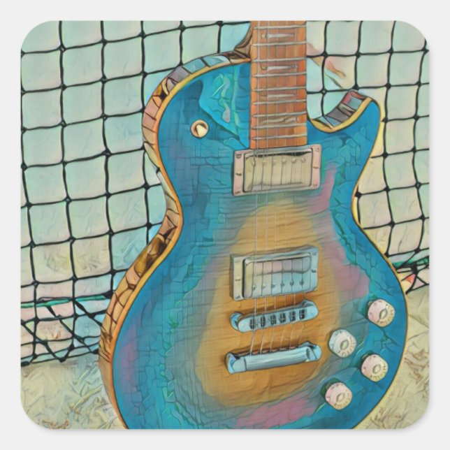 Acoustic guitar player gift square sticker (Front)