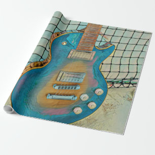 Acoustic guitar player gift wrapping paper