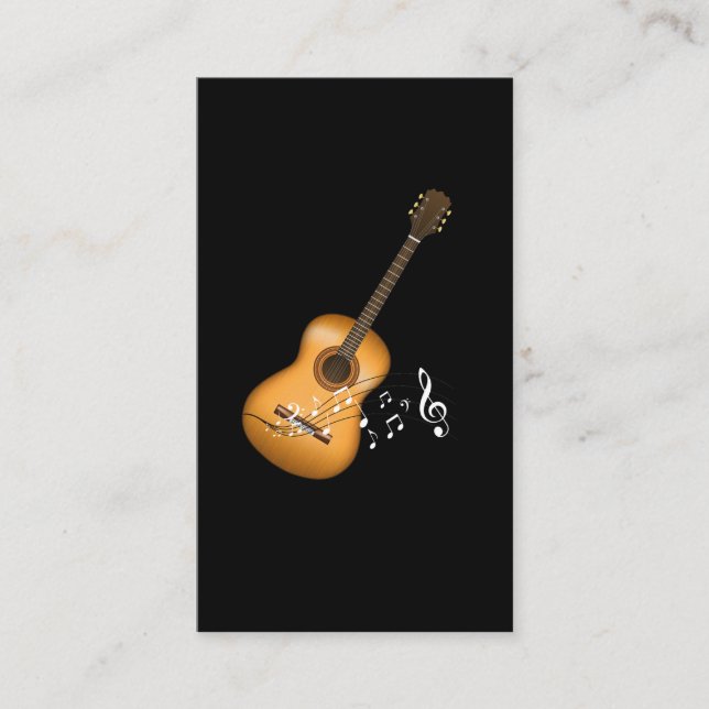 Acoustic Guitar Player Musical Notes Art Musician Business Card (Front)