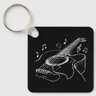 Acoustic Guitar Player Musician Gift Key Ring