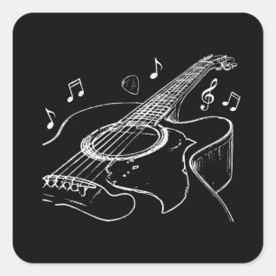 Acoustic Guitar Player Musician Gift Square Sticker