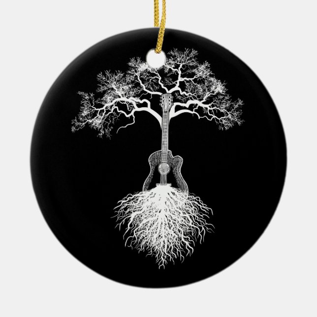 Acoustic Guitar Player Nature Tree Musician Music  Ceramic Tree Decoration (Front)