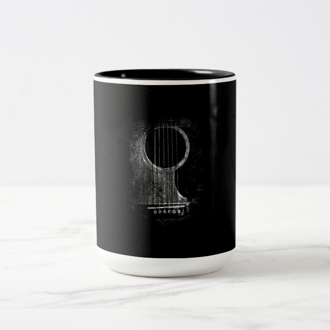 Acoustic Guitar Player Six String Rock & Roll Two-Tone Coffee Mug (Center)