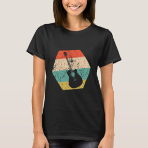 Acoustic Guitar Retro Distressed Hexagon Guitarist T-Shirt