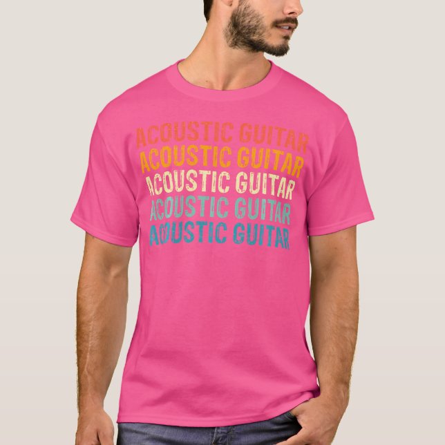 Acoustic Guitar Retro Vintage T-Shirt (Front)