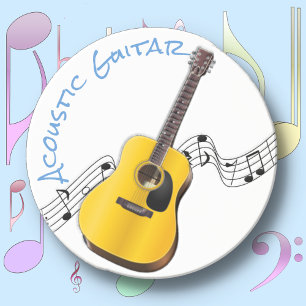 ACOUSTIC GUITAR - Round Limestone Beverage Coaster
