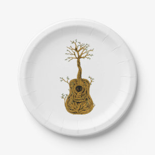 Acoustic Guitar Shirt Tree of Life Guitar Player G Paper Plate